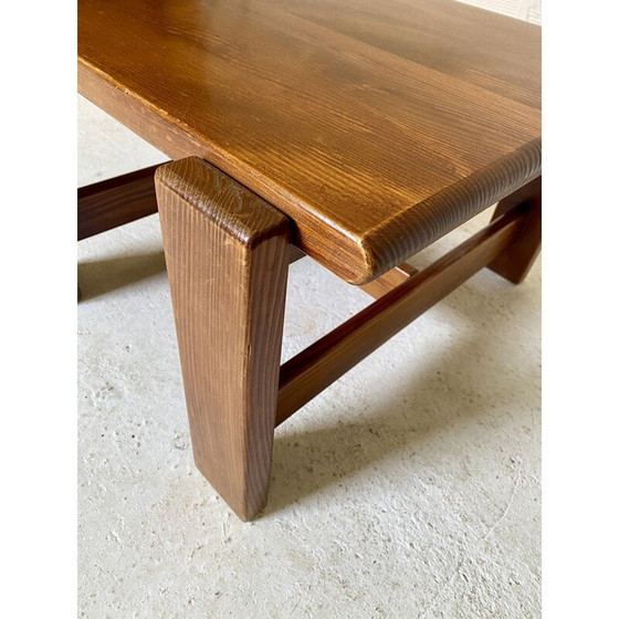 Image 1 of Paar vintage bijzettafels van massief grenenhout van Charlotte Perriand, jaren 1970