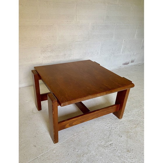 Image 1 of Paar vintage bijzettafels van massief grenenhout van Charlotte Perriand, jaren 1970