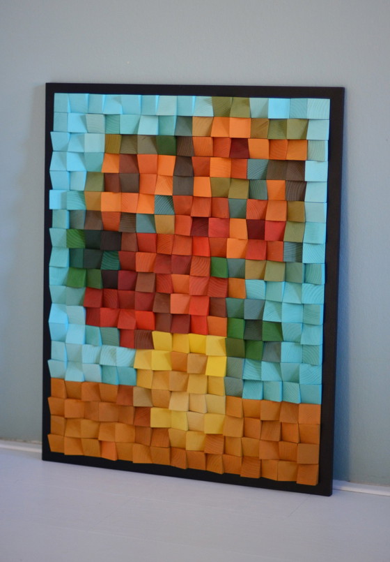 Image 1 of Houten Kunst "Zonnebloemen