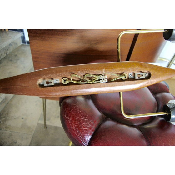 Image 1 of Vintage wandlamp van teakhout en messing, 1950