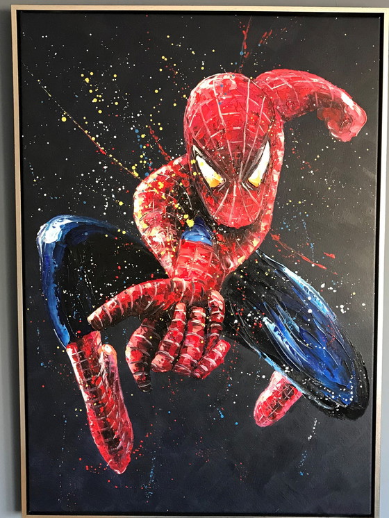 Image 1 of Spyderman Olieverfschilderij Op Linnen Canvas