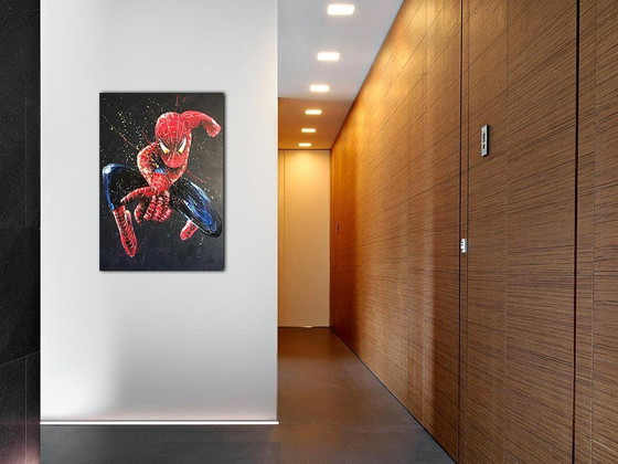 Image 1 of Spyderman Olieverfschilderij Op Linnen Canvas