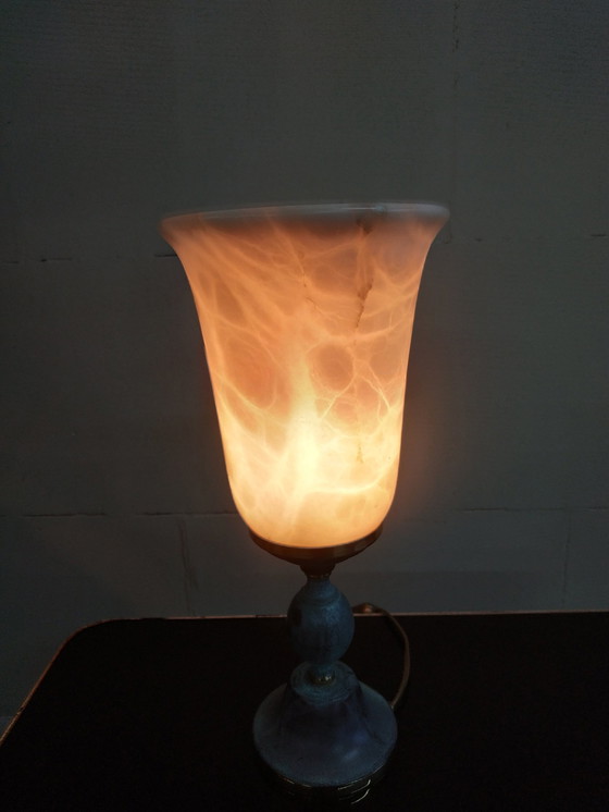 Image 1 of Alabasten Gemarmerd Bureaulamp 