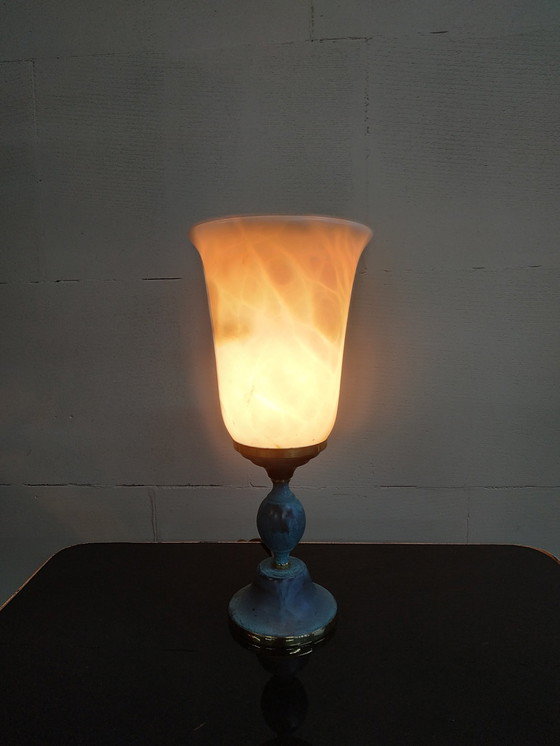 Image 1 of Alabasten Gemarmerd Bureaulamp 