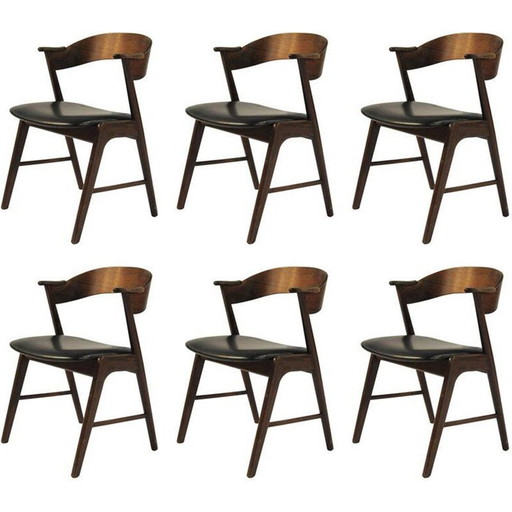 Set van 6 vintage rozenhouten stoelen