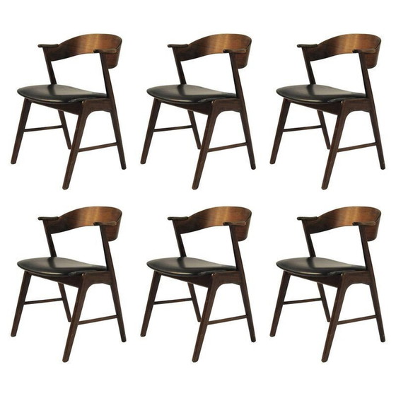 Image 1 of Set van 6 vintage rozenhouten stoelen