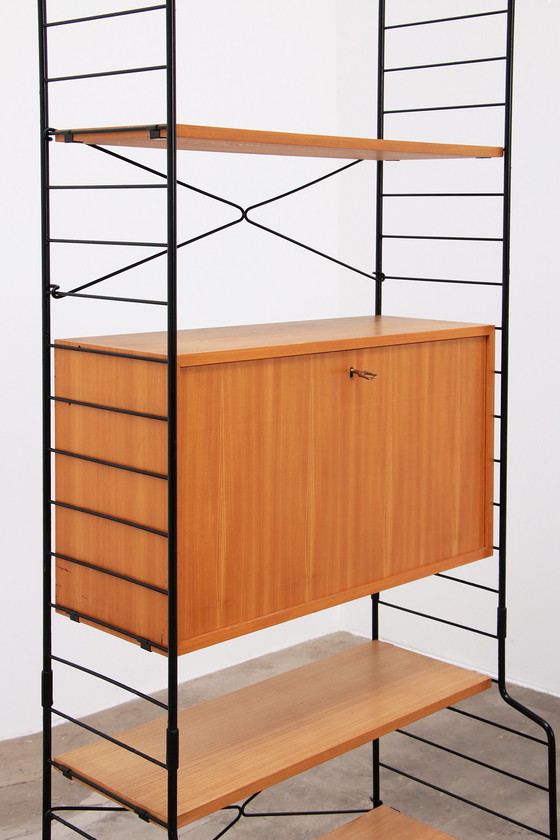 Image 1 of Vintage Design WHB Wandmeubel of string regaal kleur eikenhout,1960