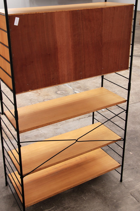 Image 1 of Vintage Design WHB Wandmeubel of string regaal kleur eikenhout,1960