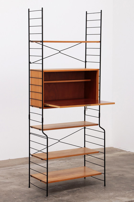 Image 1 of Vintage Design WHB Wandmeubel of string regaal kleur eikenhout,1960
