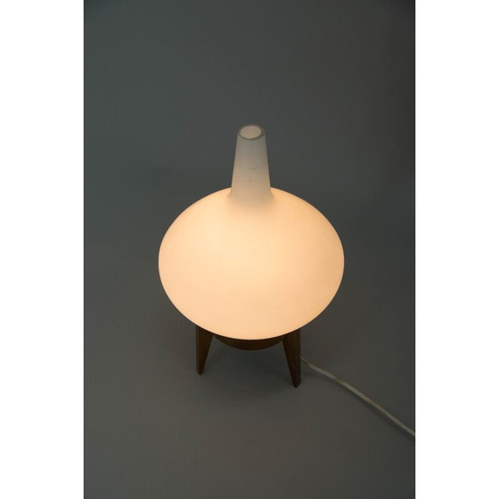 Image 1 of Vintage houten en glazen tafellamp van Uluv, Tsjecho-Slowakije 1960