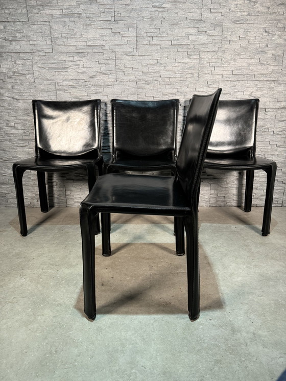 Image 1 of 4 X Cassina Cab 412 Zwart Leer