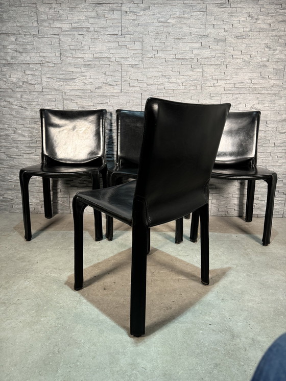 Image 1 of 4 X Cassina Cab 412 Zwart Leer