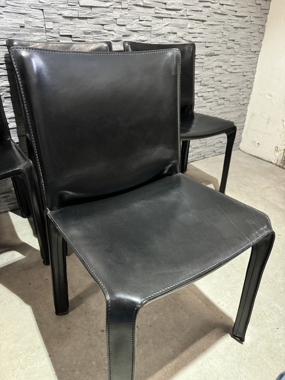 Image 1 of 4 X Cassina Cab 412 Zwart Leer