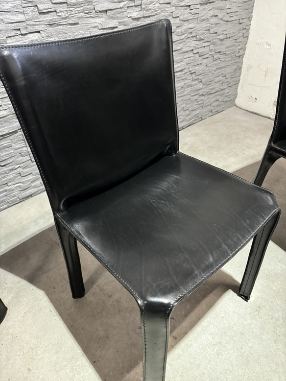 Image 1 of 4 X Cassina Cab 412 Zwart Leer