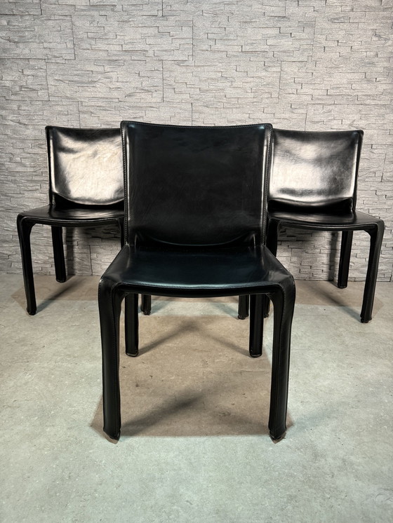 Image 1 of 4 X Cassina Cab 412 Zwart Leer