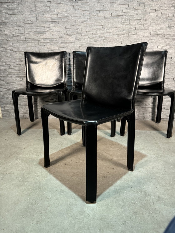 Image 1 of 4 X Cassina Cab 412 Zwart Leer