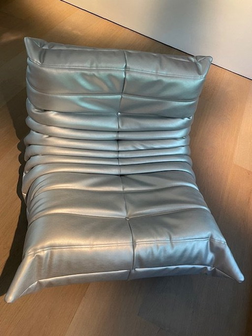 Ligne Roset Togo Fauteuil Zilver Leer