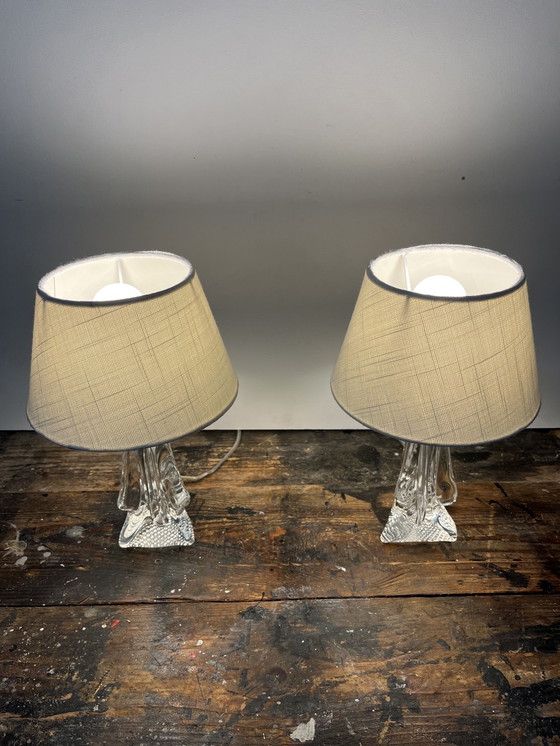 Image 1 of Vintage Mid Century Kristallen Tafel Lampen 