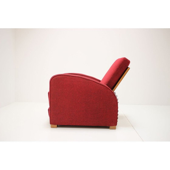 Image 1 of Vintage houten en stoffen fauteuil model H-282 door Jindřich Halabala, Tsjecho-Slowakije 1945