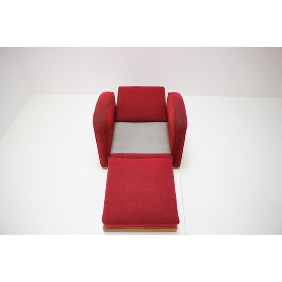 Image 1 of Vintage houten en stoffen fauteuil model H-282 door Jindřich Halabala, Tsjecho-Slowakije 1945