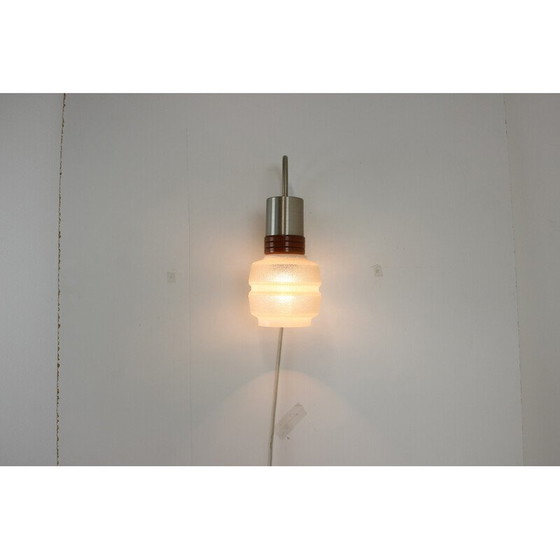 Image 1 of Vintage wandlamp van hout en glas, Duitsland 1970