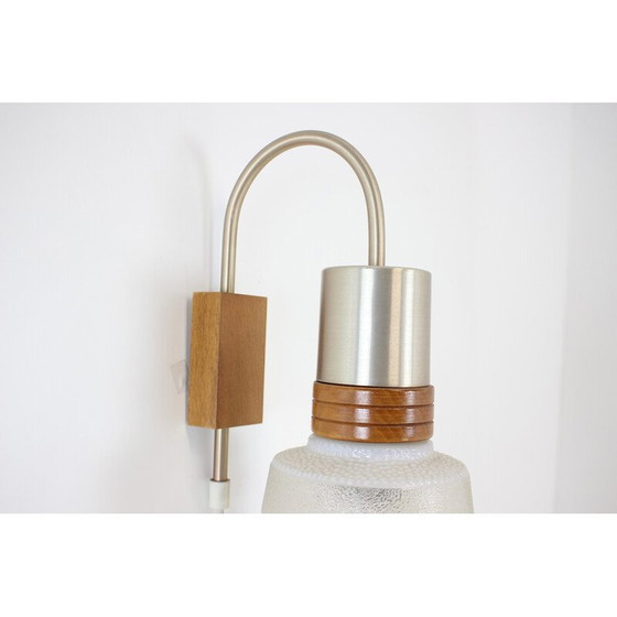 Image 1 of Vintage wandlamp van hout en glas, Duitsland 1970