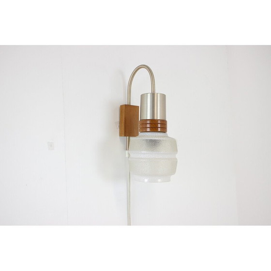 Image 1 of Vintage wandlamp van hout en glas, Duitsland 1970