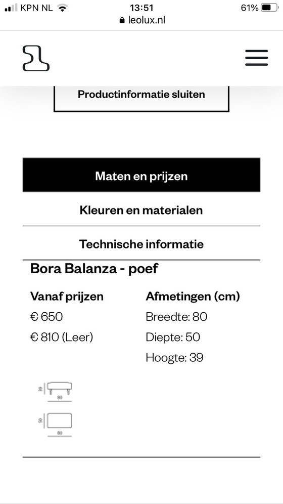 Image 1 of Leolux Bora Balanza bank met poef