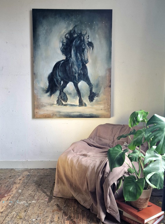 Image 1 of Olieverfschilderij, Fries Paard, Nanouk Weijnen 