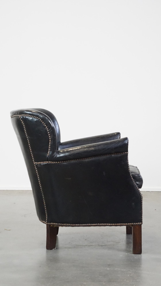 Image 1 of Zwarte Fauteuil Met Omkeerbaar Kelim Zitkussen