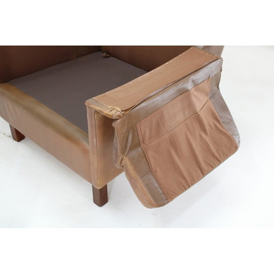 Image 1 of Paar vintage bruin leren fauteuils, Denemarken 1970