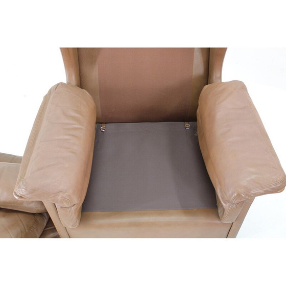 Image 1 of Paar vintage bruin leren fauteuils, Denemarken 1970