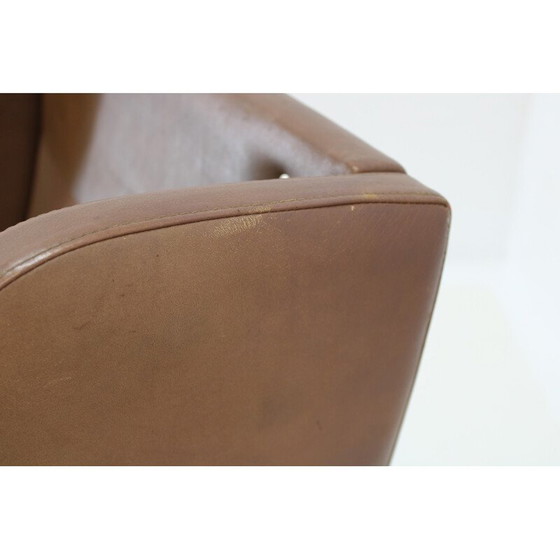 Image 1 of Paar vintage bruin leren fauteuils, Denemarken 1970
