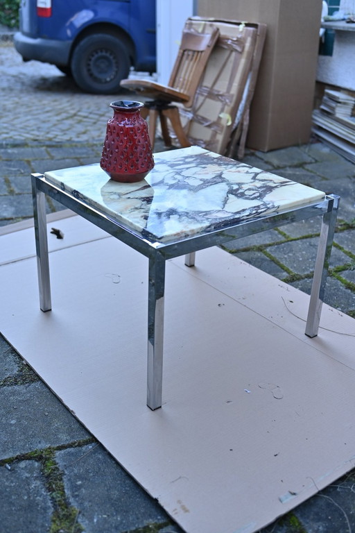 70s vintage marmeren chromen salontafel