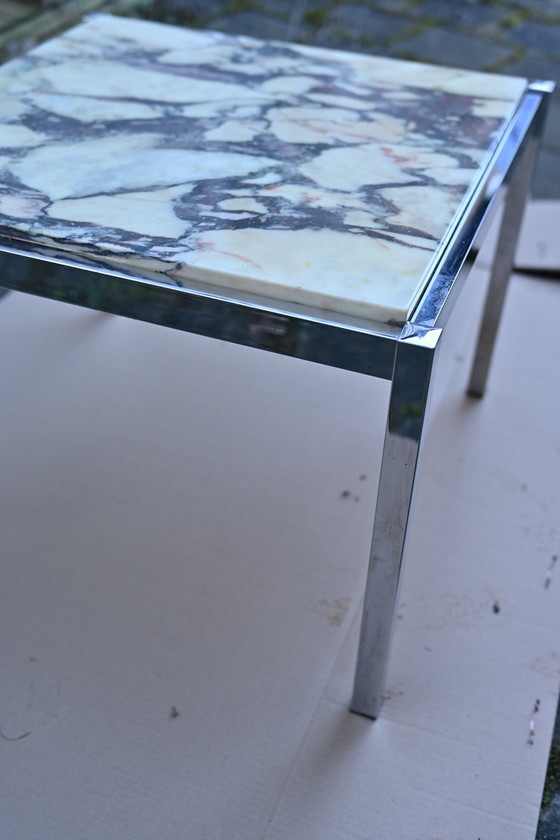 Image 1 of 70s vintage marmeren chromen salontafel