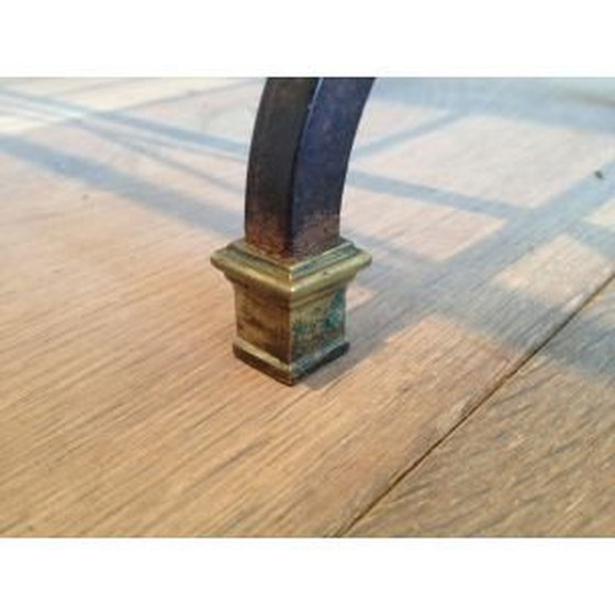 Image 1 of Vintage zwart metalen en messing tijdschriftenrek, 1950