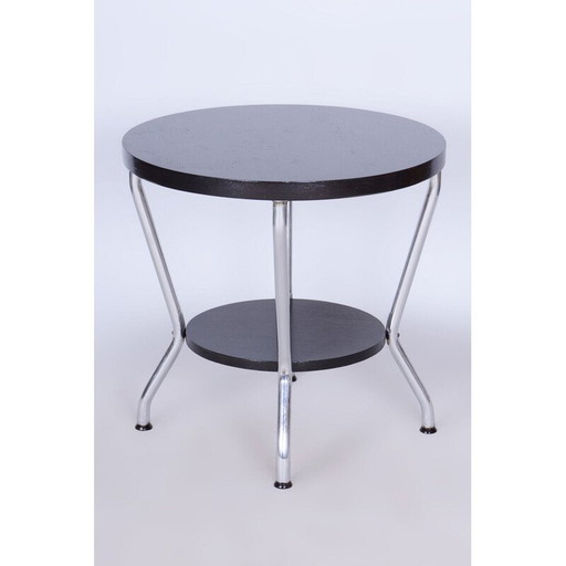 Vintage Bauhaus eiken en chromen salontafel door Hynek Gottwald, Tsjecho-Slowakije 1930