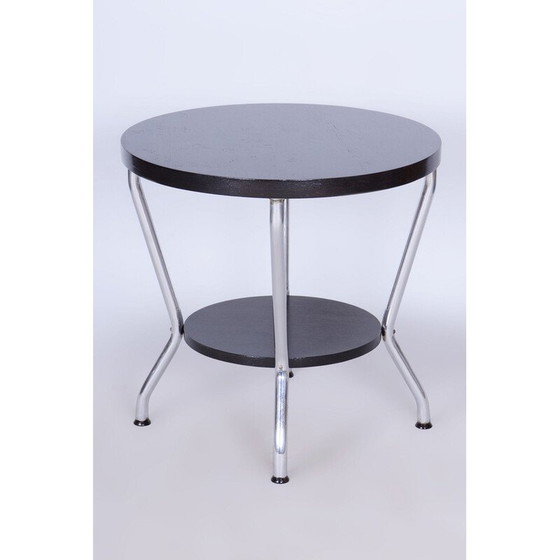 Image 1 of Vintage Bauhaus eiken en chromen salontafel door Hynek Gottwald, Tsjecho-Slowakije 1930