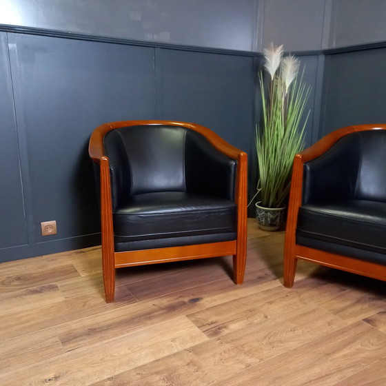 Image 1 of Donkerblauwe Vintage Clubfauteuil 1 Van 2