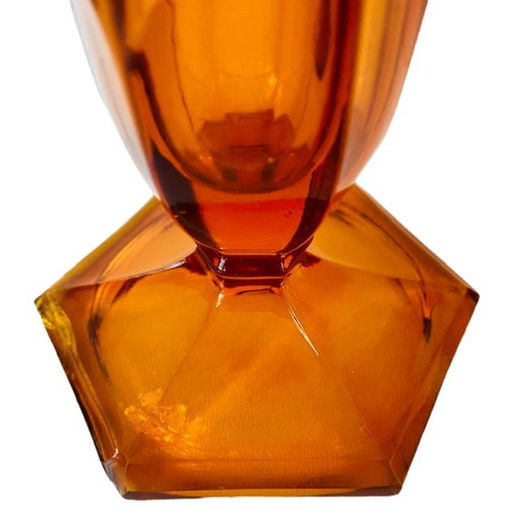 Image 1 of Set Artdeco vazen Boheems glas 1930's Stolzle paars amber