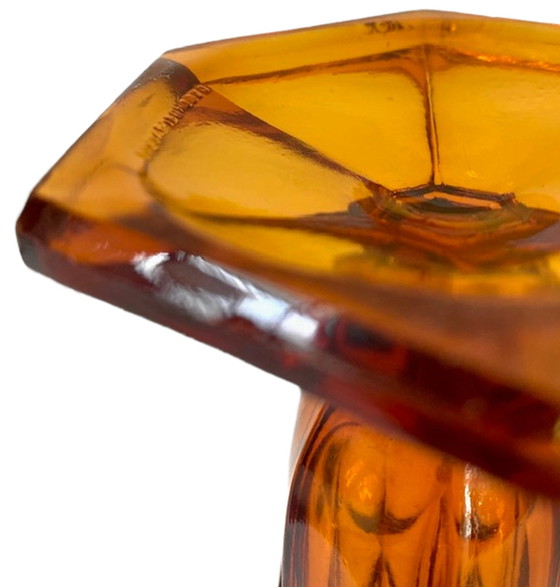 Image 1 of Set Artdeco vazen Boheems glas 1930's Stolzle paars amber