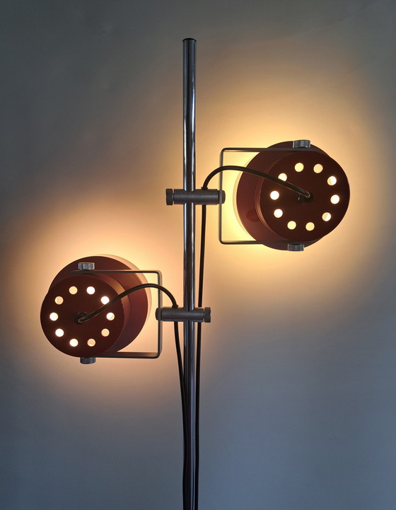 Image 1 of Vintage Dijkstra Vloerlamp / Dubbele Kelk / Jaren 70