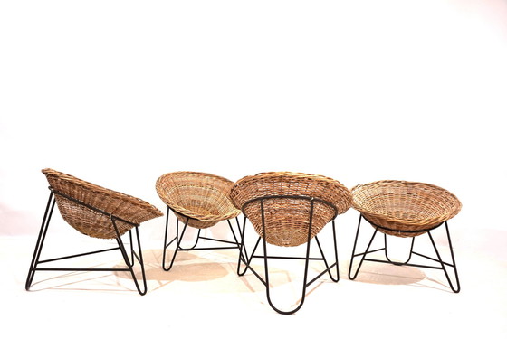 Image 1 of Set van 4 rotan pod stoelen 60