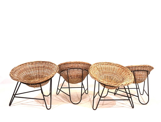 Set van 4 rotan pod stoelen 60