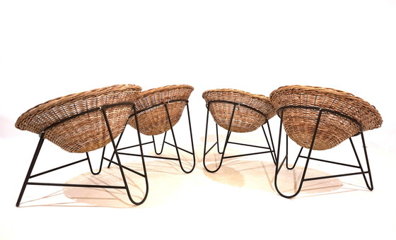 Image 1 of Set van 4 rotan pod stoelen 60