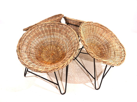 Image 1 of Set van 4 rotan pod stoelen 60