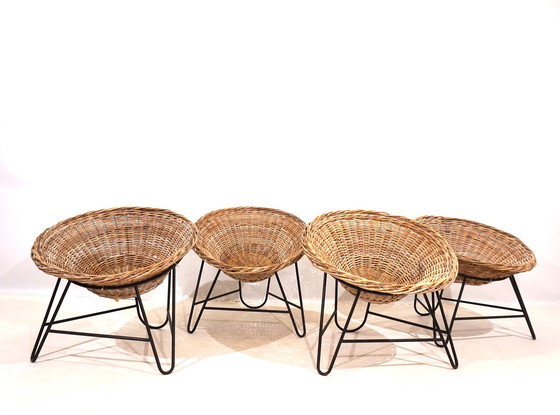 Image 1 of Set van 4 rotan pod stoelen 60