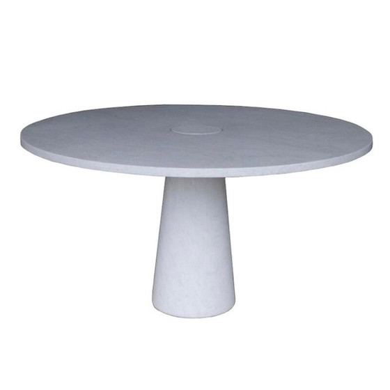 Image 1 of Vintage Eros ronde eettafel in wit Carrara marmer van Angelo Mangiarotti, Italië 1970