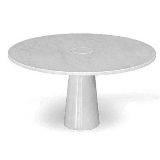 Image 1 of Vintage Eros ronde eettafel in wit Carrara marmer van Angelo Mangiarotti, Italië 1970