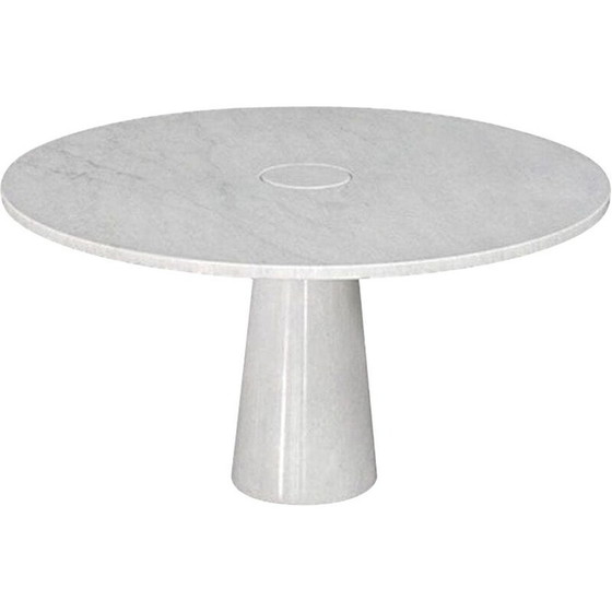 Image 1 of Vintage Eros ronde eettafel in wit Carrara marmer van Angelo Mangiarotti, Italië 1970